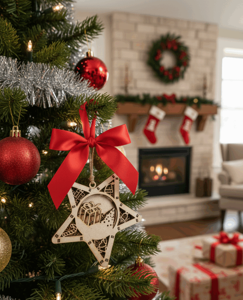 Boule avec joli ruban rouge