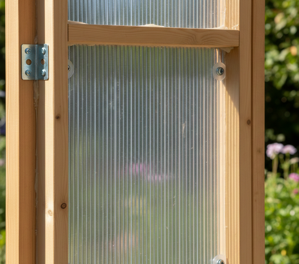 Polycarbonate alvéolaire avec un cadre en bois pour le fixer